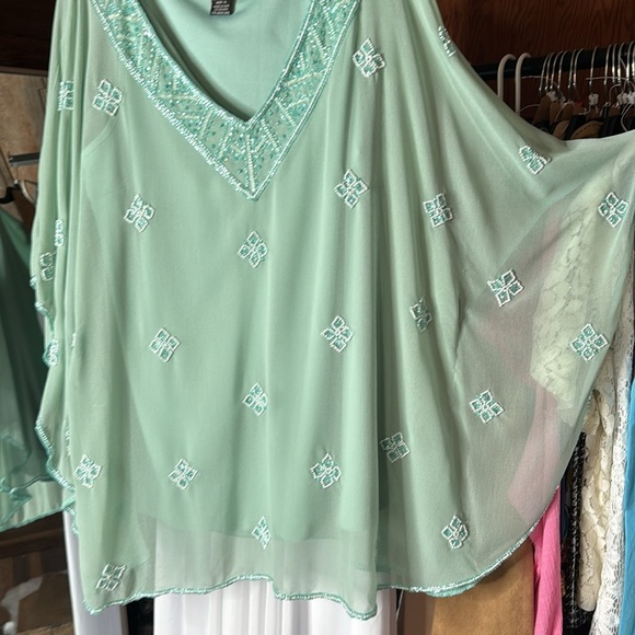 Midnight Velvet Green Beaded Blouse Women’s XL – - Picture 6 of 10